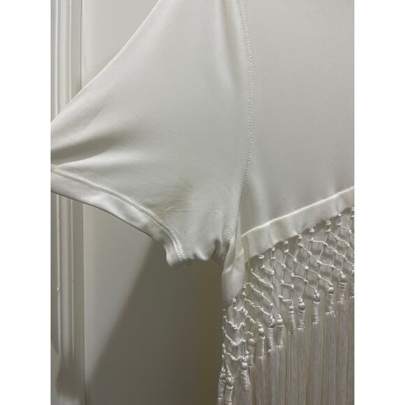 Opening Ceremony Lora Fringe Short Sleeve White Blouse Sz L - Picture 6 of 11